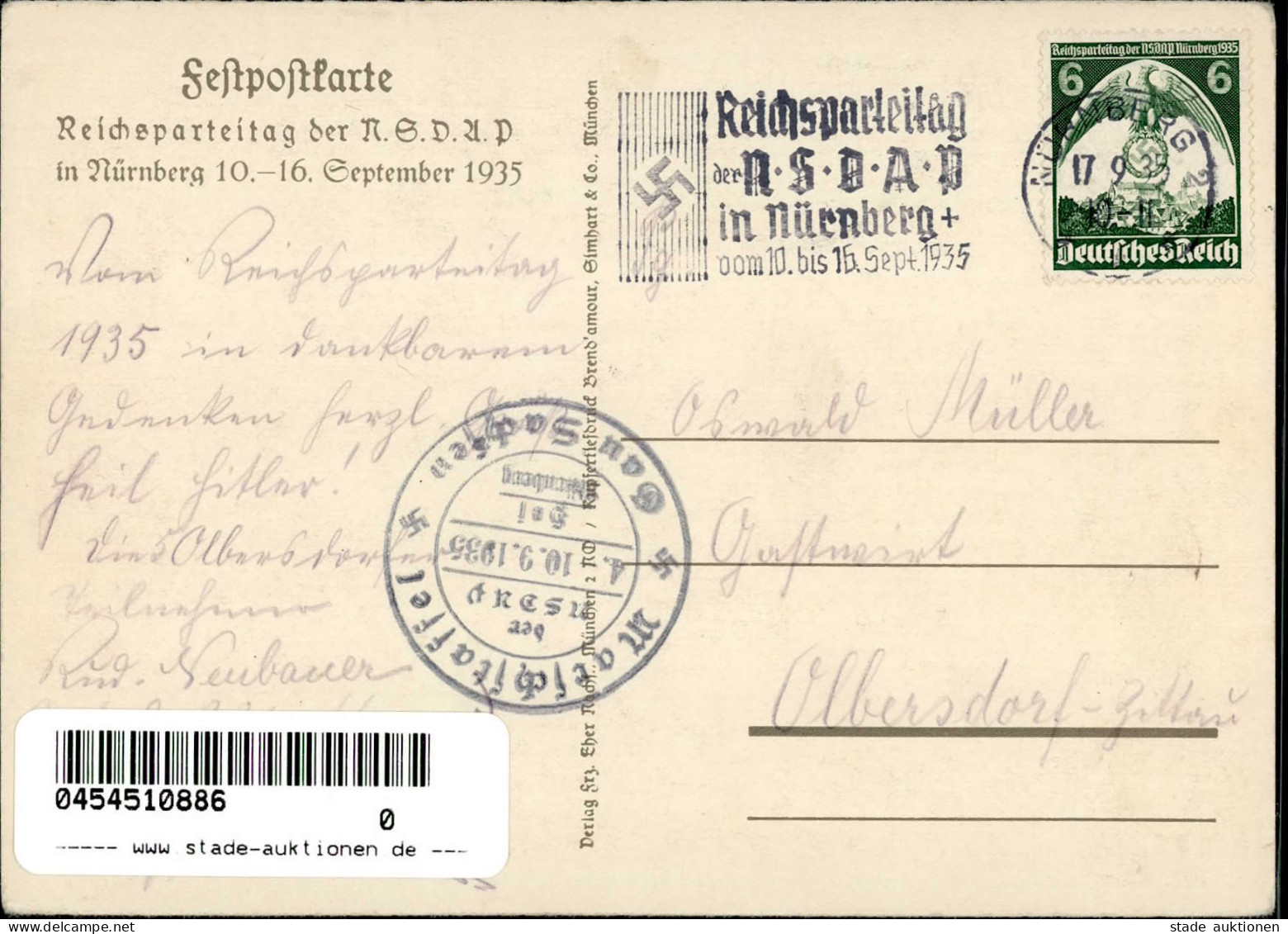 REICHSPARTEITAG NÜRNBERG 1935 WK II - Festpostkarte Mit S-o I - Guerre 1939-45