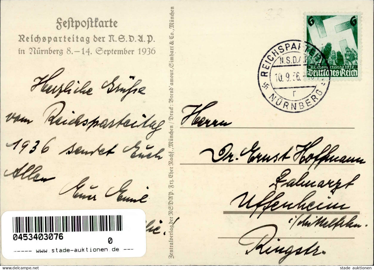 REICHSPARTEITAG NÜRNBERG 1936 WK II - Festpostkarte Mit S-o I - Weltkrieg 1939-45