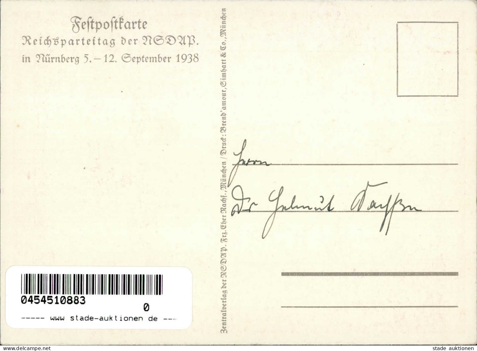 REICHSPARTEITAG NÜRNBERG 1938 WK II - Festpostkarte I - Oorlog 1939-45