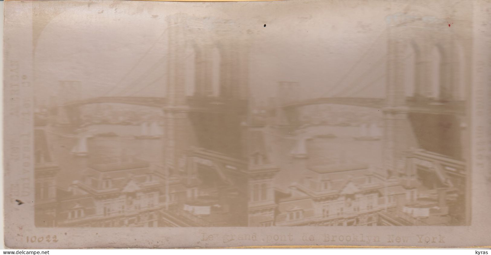 Carte Stéréoscopique 9cm X18 Cm . U.S.A. Le Grand Pont De Brooklyn NEW YORK - Brooklyn