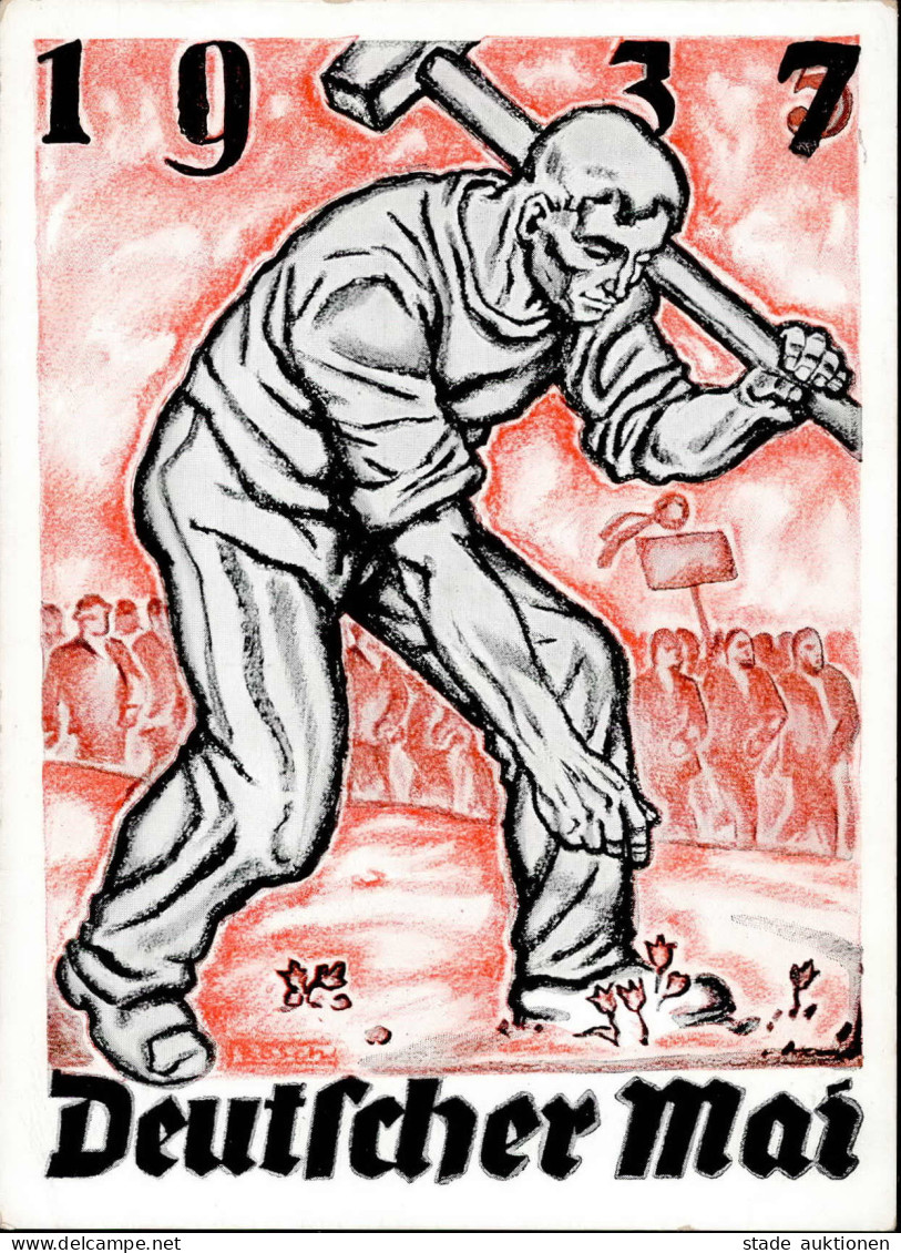 1.MAI WK II - MAIPOSTKARTE SACHSEN 1937 Sign. Künstlerkarte I - Guerre 1939-45