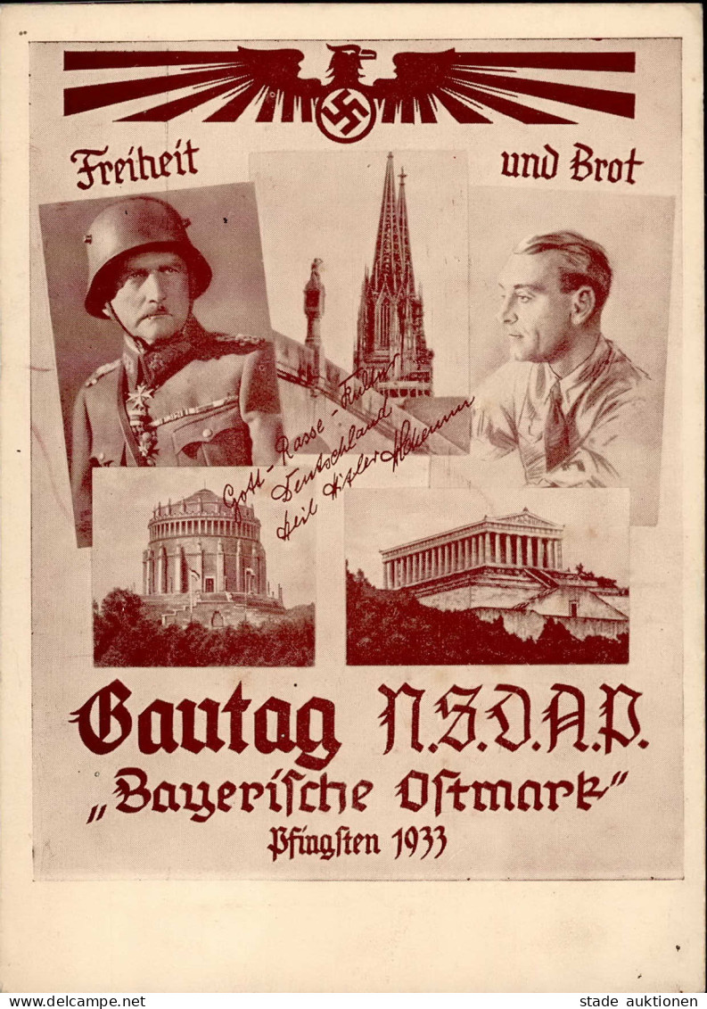 BAYREUTH WK II - NSDAP-GAUTAG BAYERISCHE OSTMARK 1933 (REGENSBURG?) Gedruckt In Bayreuth! I Selten! - Guerre 1939-45