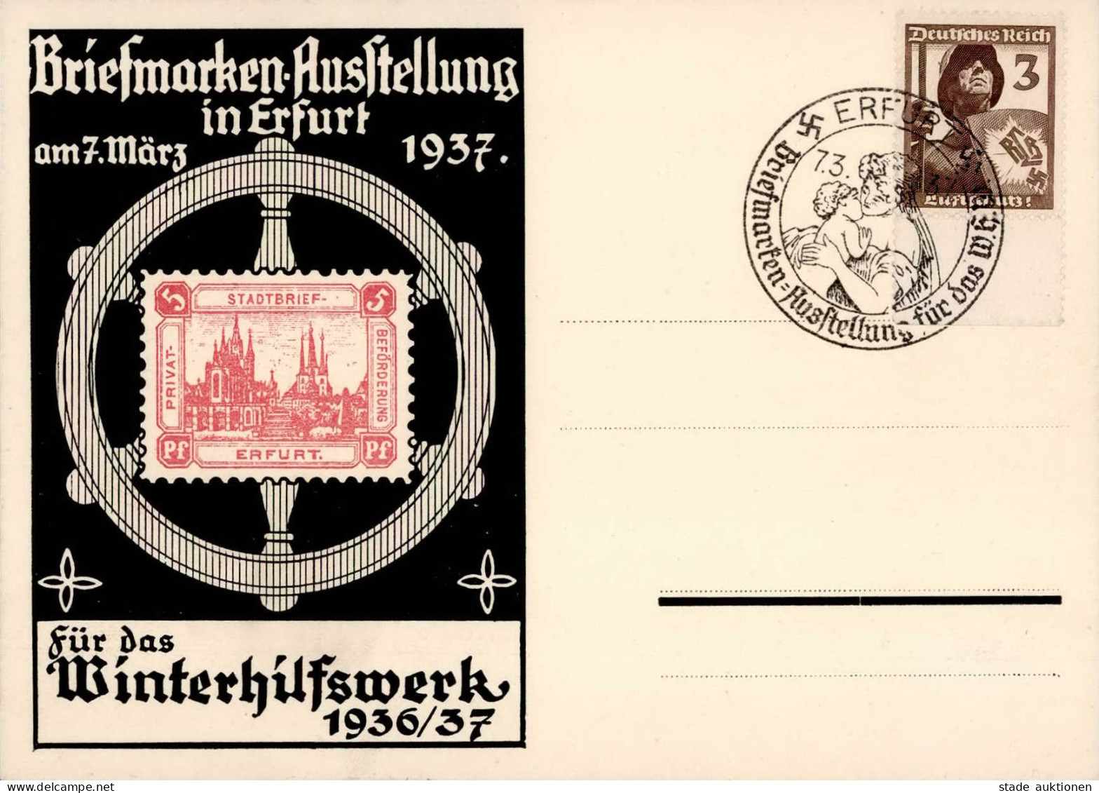 ERFURT WK II - Briefmarken-Ausstellung WHW 1936/1937 S-o I Expo - Weltkrieg 1939-45