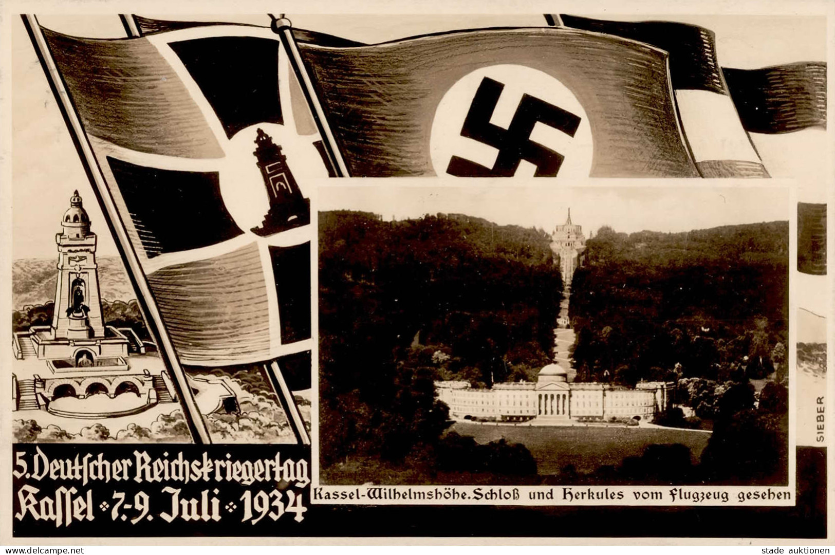 KASSEL WK II - 5. DEUTSCHER REICHSKRIEGERTAG 1935 NS-Flaggen So-Karte (60553) I - Guerre 1939-45