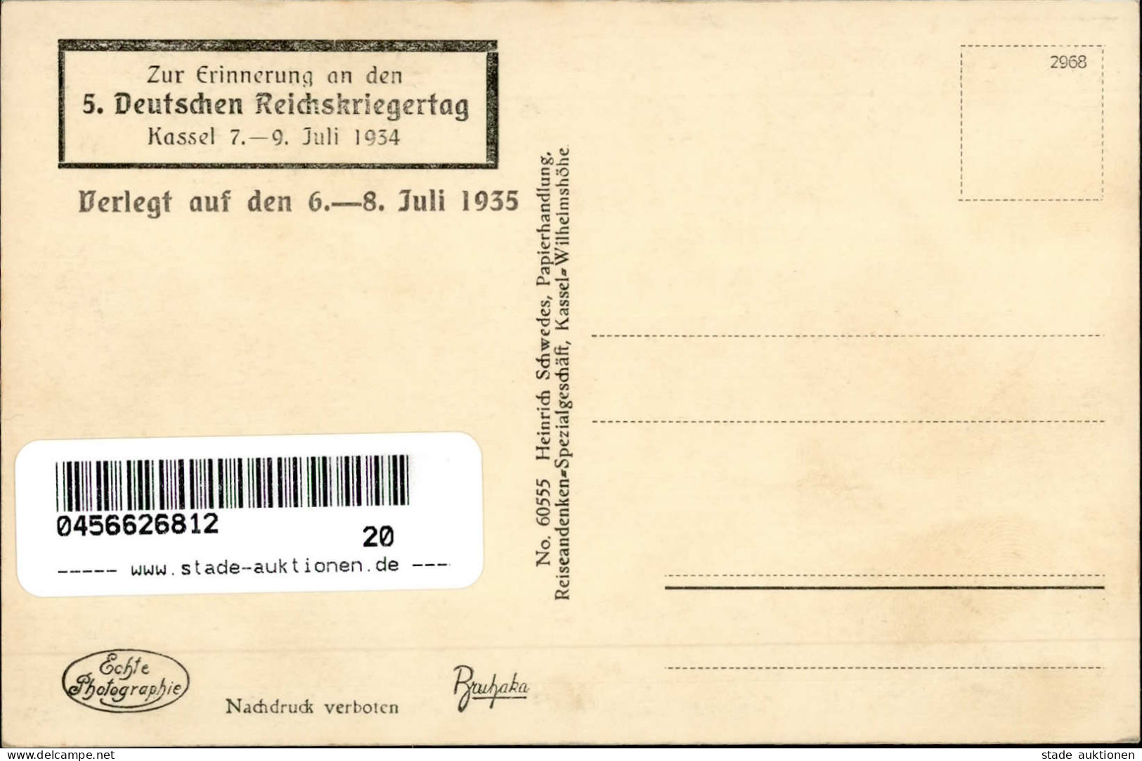 KASSEL WK II - 5. DEUTSCHER REICHSKRIEGERTAG 1935 NS-Flaggen So-Karte (60555) I - War 1939-45