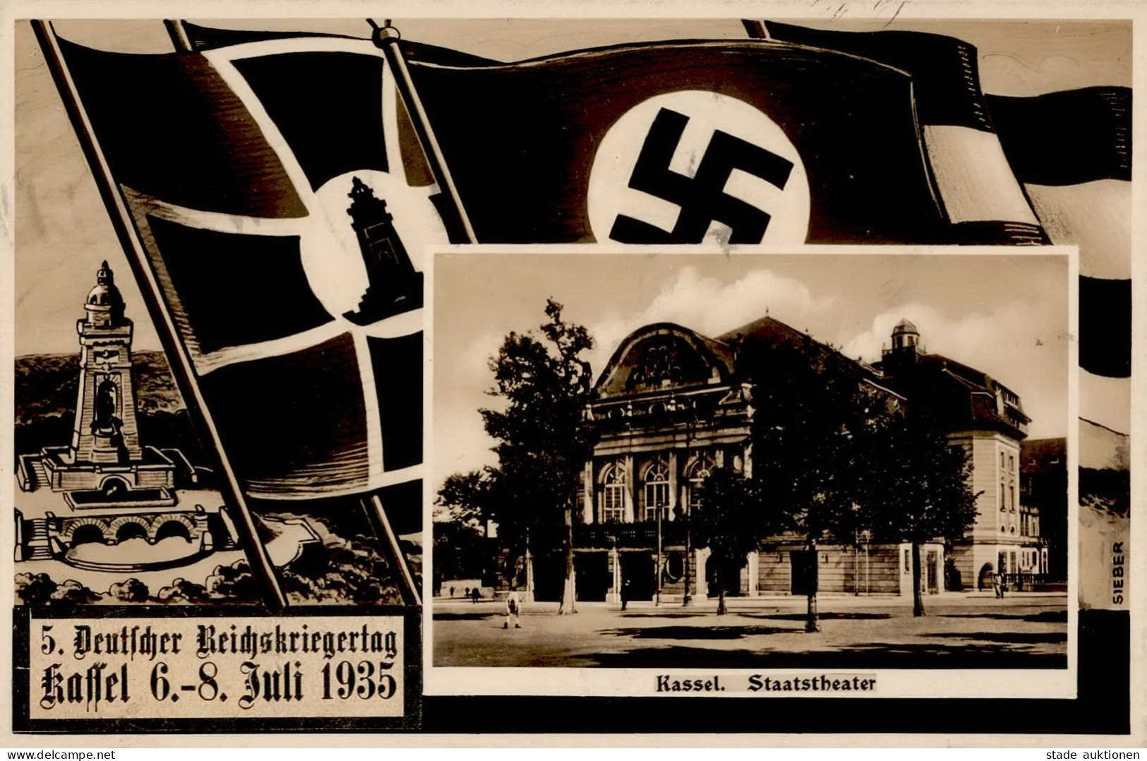 KASSEL WK II - 5. DEUTSCHER REICHSKRIEGERTAG 1935 NS-Flaggen So-Karte (60556) I - War 1939-45