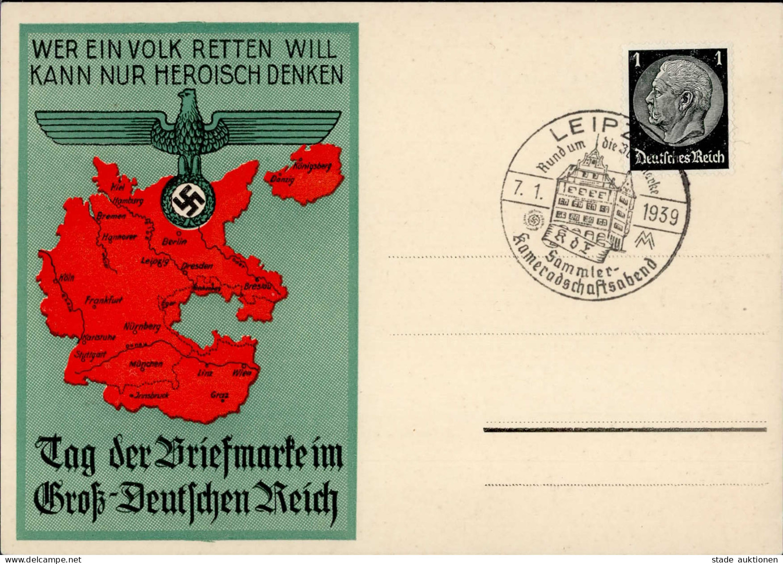 LEIPZIG WK II - TAG Der BRIEFMARKE Im GROß-DEUTSCHEN REICH 1939 I - Weltkrieg 1939-45