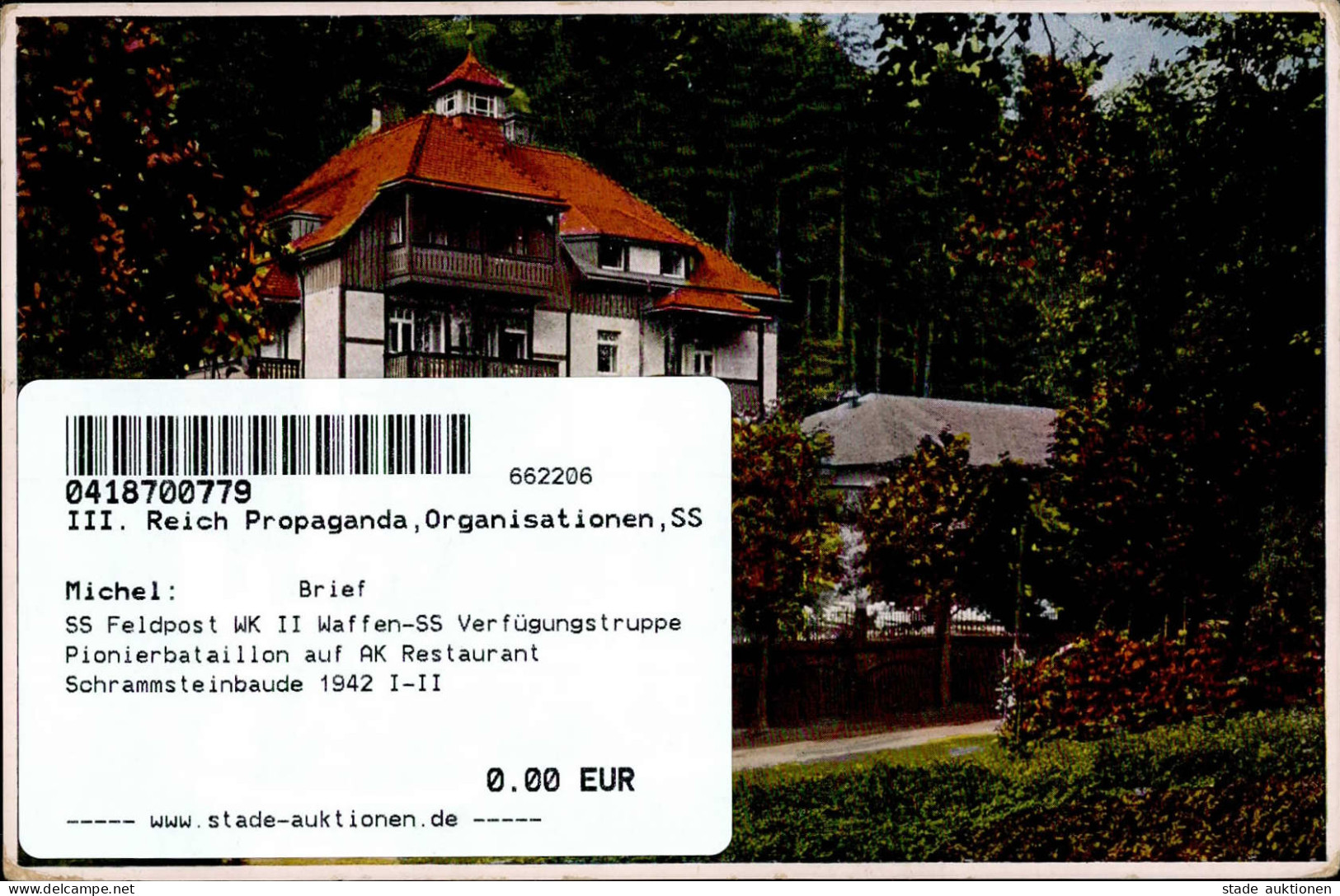 SS Feldpost WK II Waffen-SS Verfügungstruppe Pionierbataillon Auf AK Restaurant Schrammsteinbaude 1942 I-II - War 1939-45