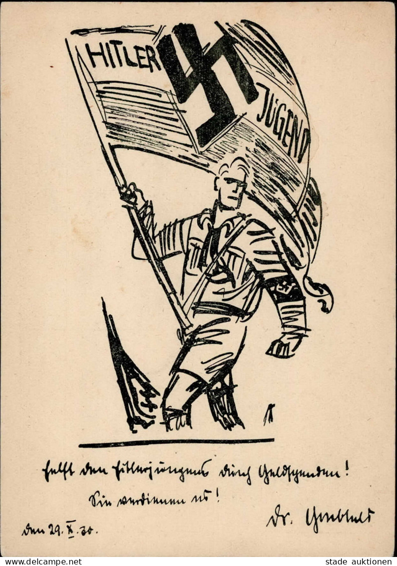 HITLERJUGEND WK II - NOTOPFER Für Die HJ Sehr Frühe Propagandakarte 1930!! I-II Selten! - Guerre 1939-45