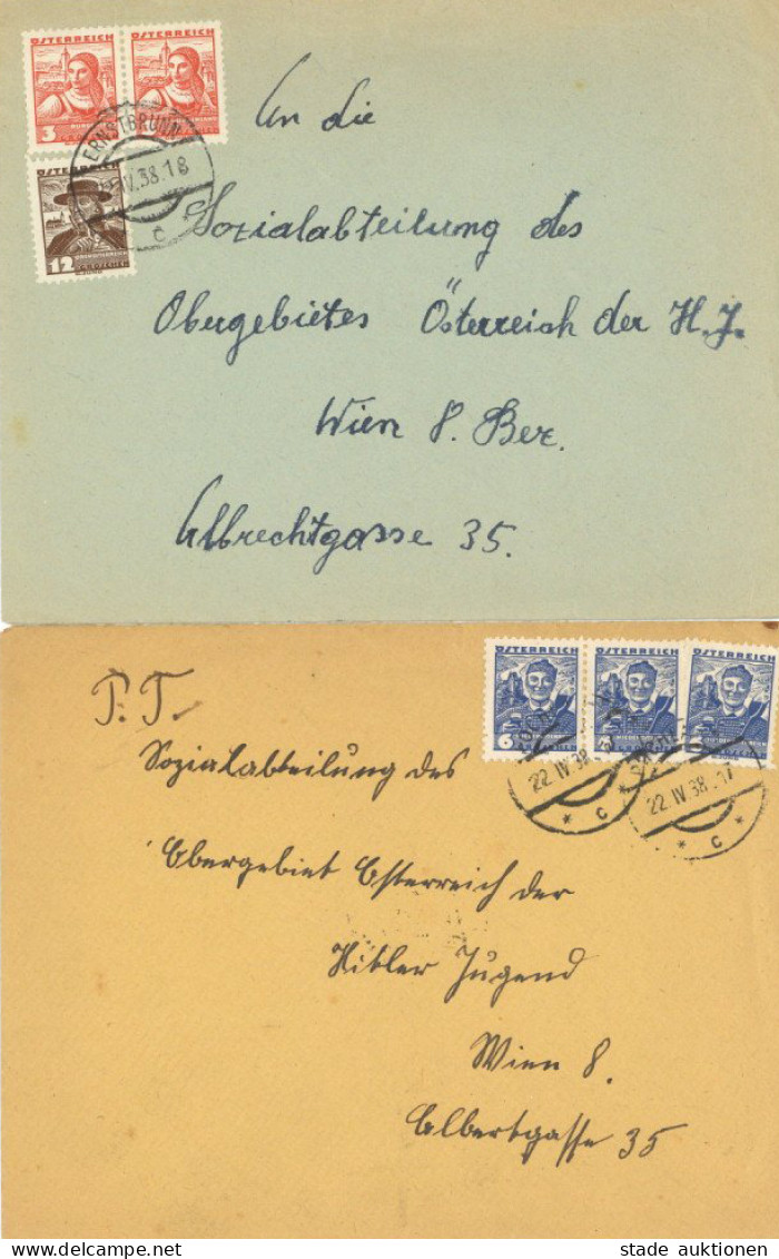 HJ Hitlerjugend Ostmark Adressiert An Die Sozialabteilung Der HJ Wien 2 Belege Mit österr. Frankatur 1938 - Weltkrieg 1939-45