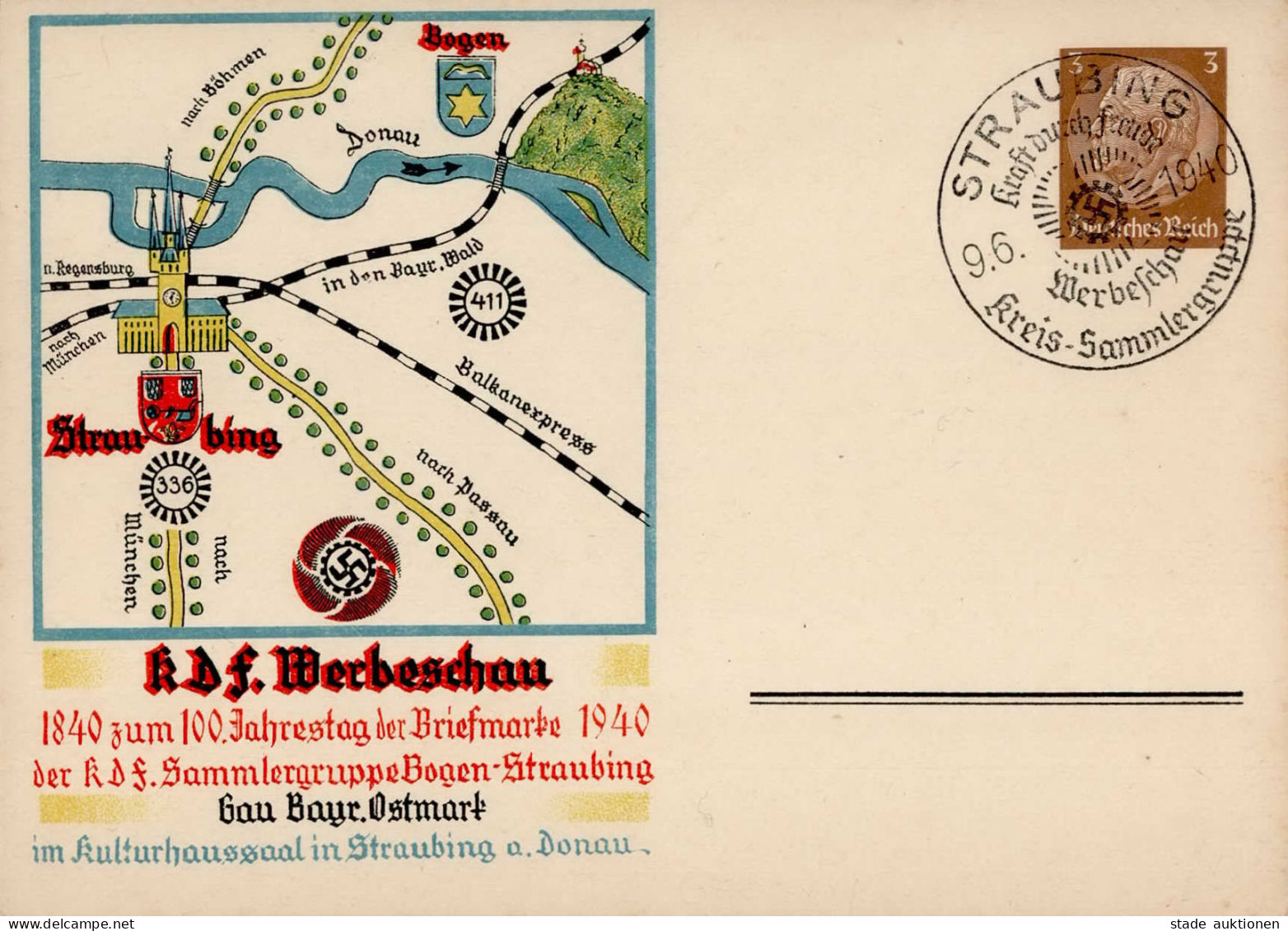 WK II KdF Propaganda GSK Sonderstempel Straubing 1940 I-II - Guerre 1939-45