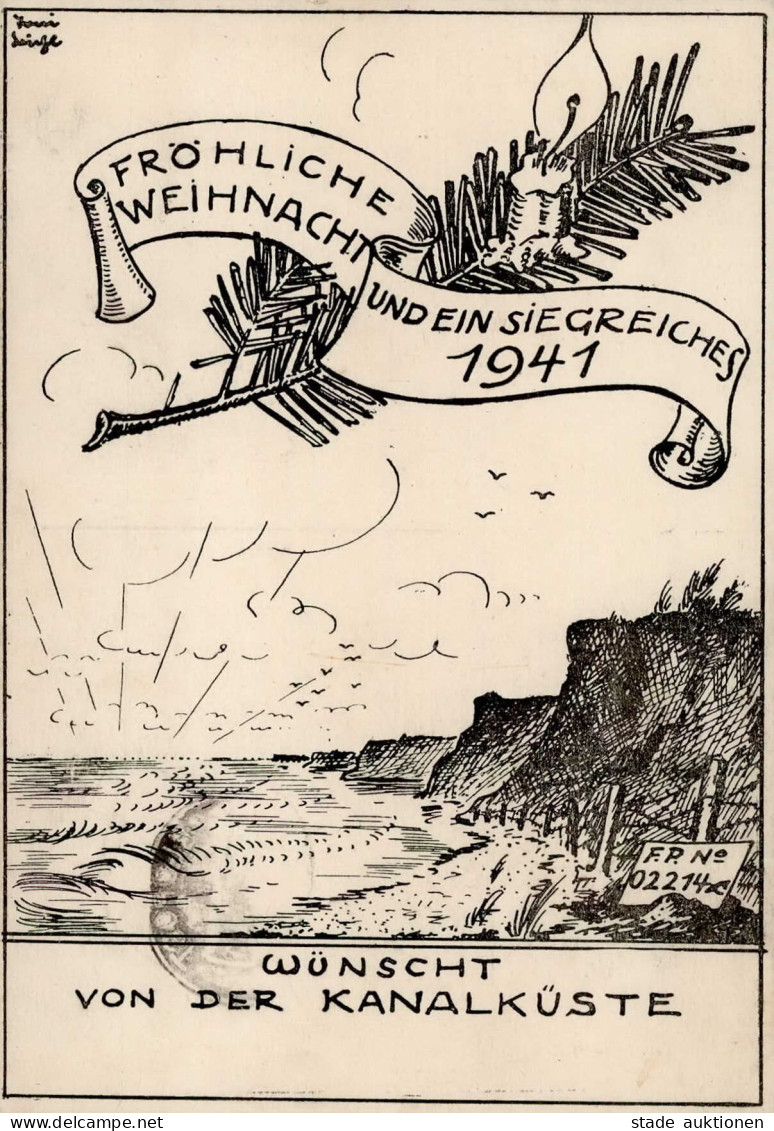 KRIEGSWEIHNACHT WK II - Weihnachten 1941 Von Der KANALKÜSTE Sign. Künstlerkarte I Noel - War 1939-45