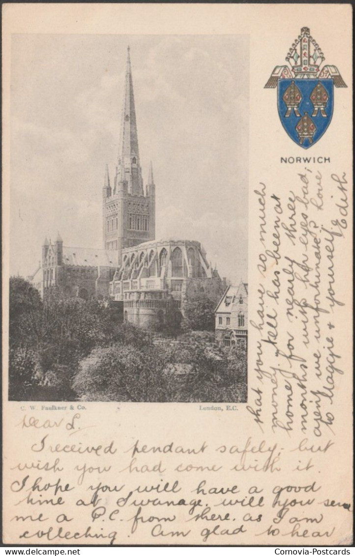 Norwich Cathedral, Norfolk, 1903 - CW Faulkner Postcard - Norwich