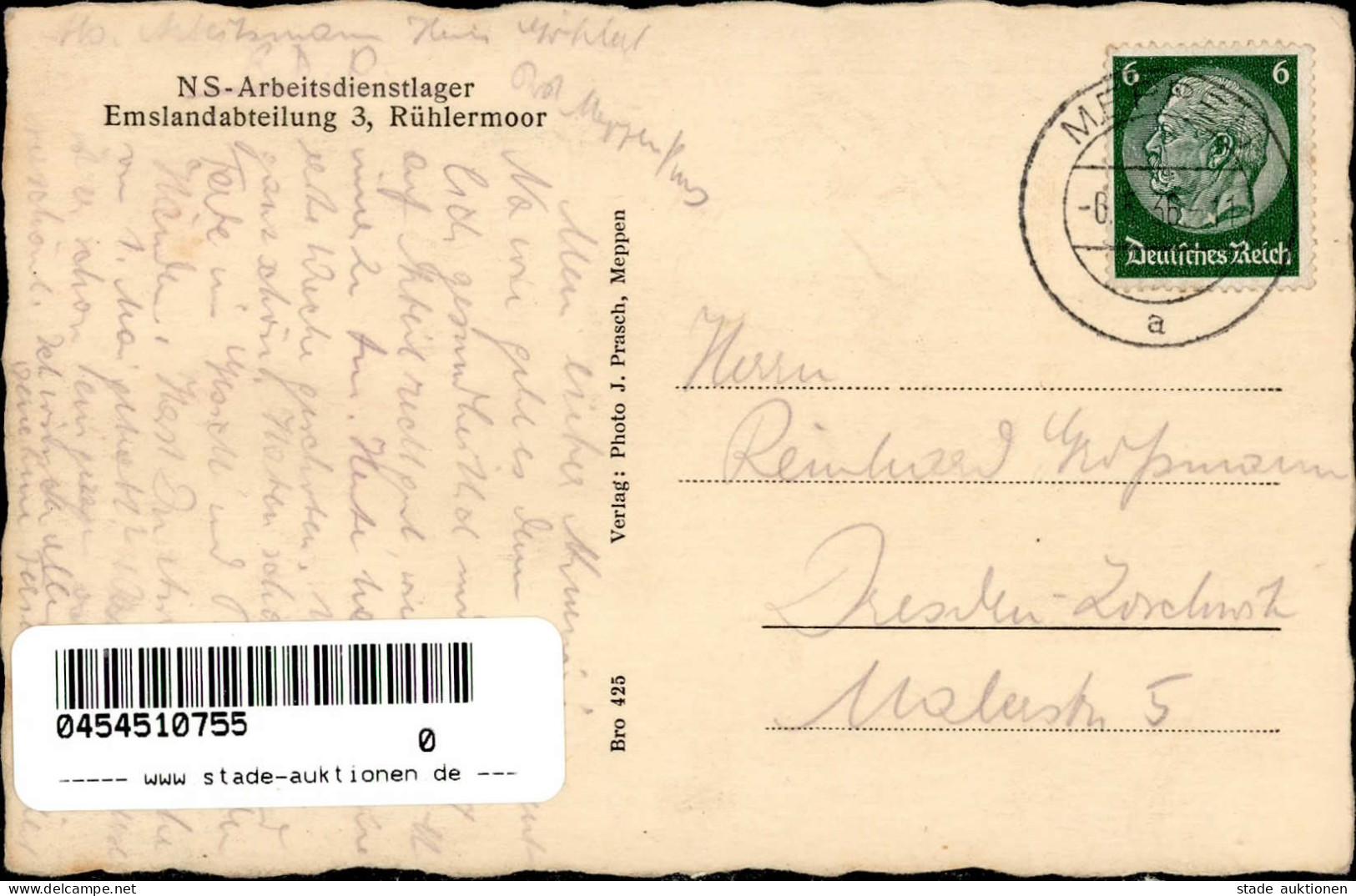 MEPPEN WK II - NS-ARBEITSDIENSTLAGER Emslandabteilung 3 RÜHLERMOOR I - Guerre 1939-45