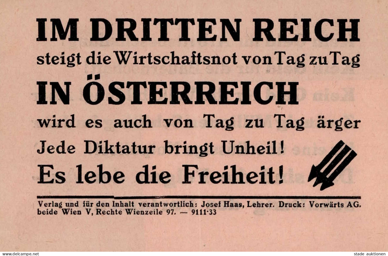 Antipropaganda WK II Flugblatt Es Lebe Die Freiheit! - War 1939-45