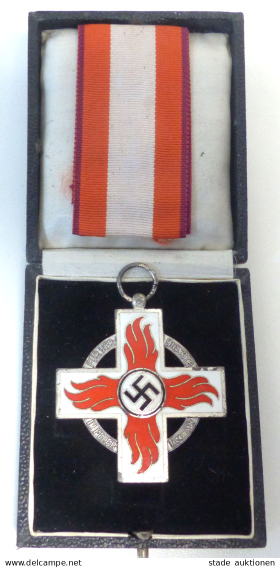 WK II Orden Feuerwehr-Ehrenzeichen 2. Stufe Mit Band In Original-Schatulle Pompiers - Weltkrieg 1939-45