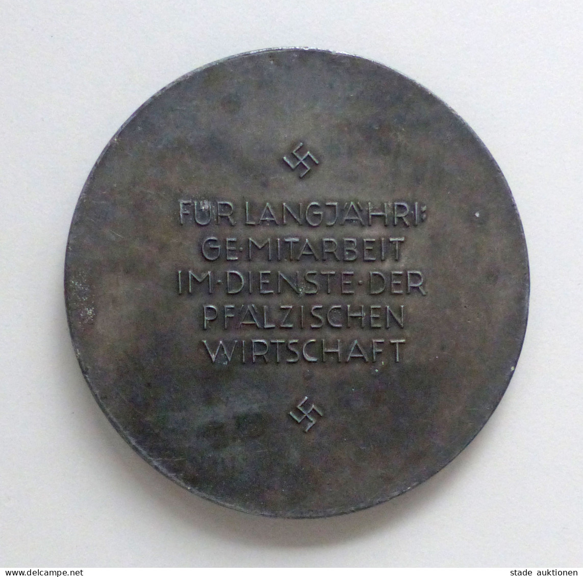 WK II Orden Für Langjährige Mitarbeit Im Dienste Der Pfälzischen Wirtschaft, 156g Durchm. 8 Cm Im Original-Etui - Weltkrieg 1939-45