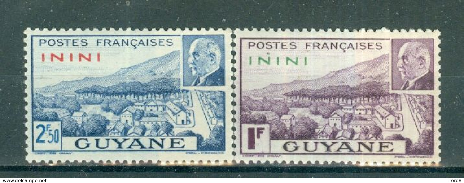 ININI - N°51* Et  52* MH Bord De Feuille Collé Au Verso SCAN DU VERSO - Timbres De Guyane De 1941 (Pétain) Surchargés. - Unused Stamps