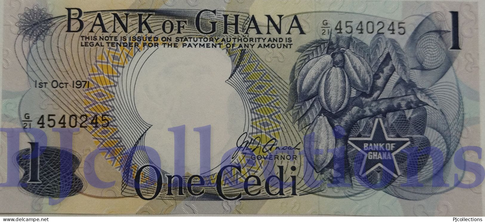 GHANA 1 CEDI 1971 PICK 10d UNC - Ghana