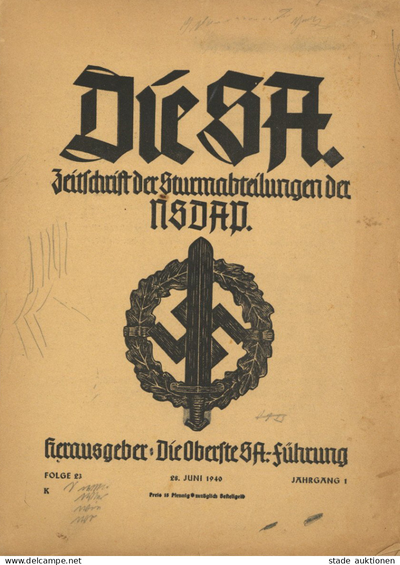 Buch WK II Die SA Zeitschrift Der Sturmabteilung Der NSDAP Jahrgang 1 Folge 23 1940 32 Seiten (Gebrauchsspuren) - 1939-45