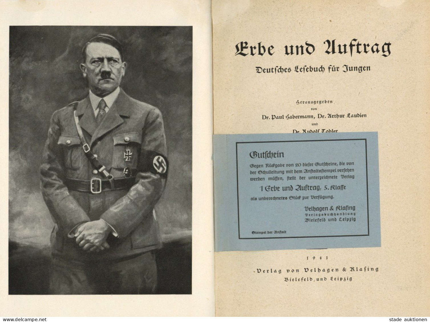 Buch WK II Erbe Und Auftrag Deutsches Lesebuch Für Jungen Fünfte Klasse Von Habermann, Laudien Und Tobler 1941, Verlag V - 1939-45