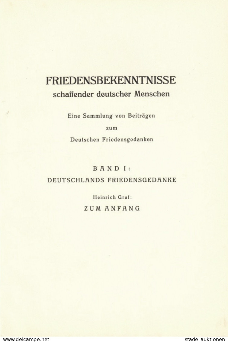 Buch WK II Friedensbekenntnisse Schaffender Deutscher Menschen Band I Deutschlands Friedensgedanke 1938, 20 S. II - 1939-45