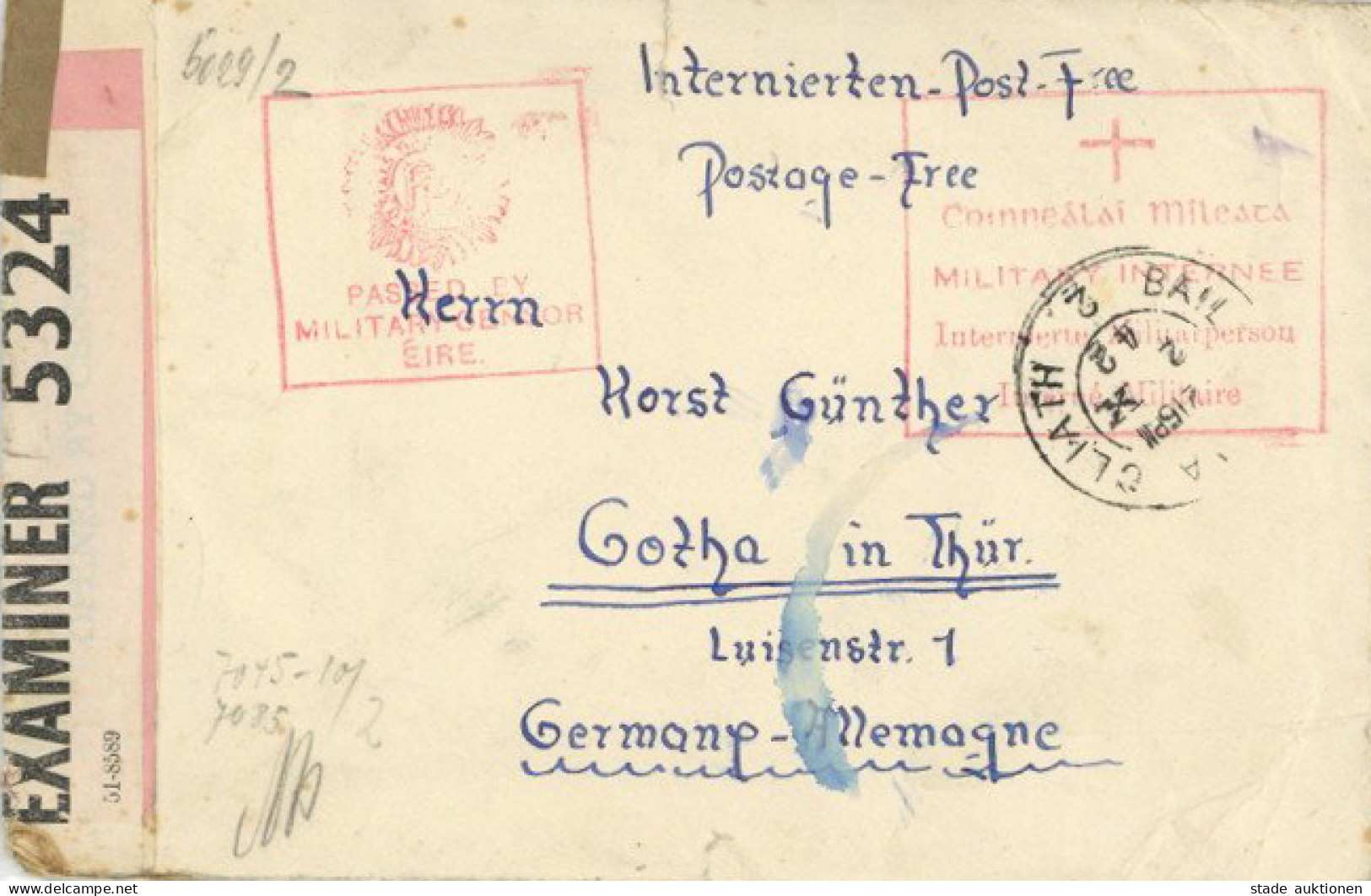 WK II Internierten-Post Aus Irland 1942 (Brief Mit Inhalt), Doppelte Zensur II (starke Öffnungsmängel) - War 1939-45