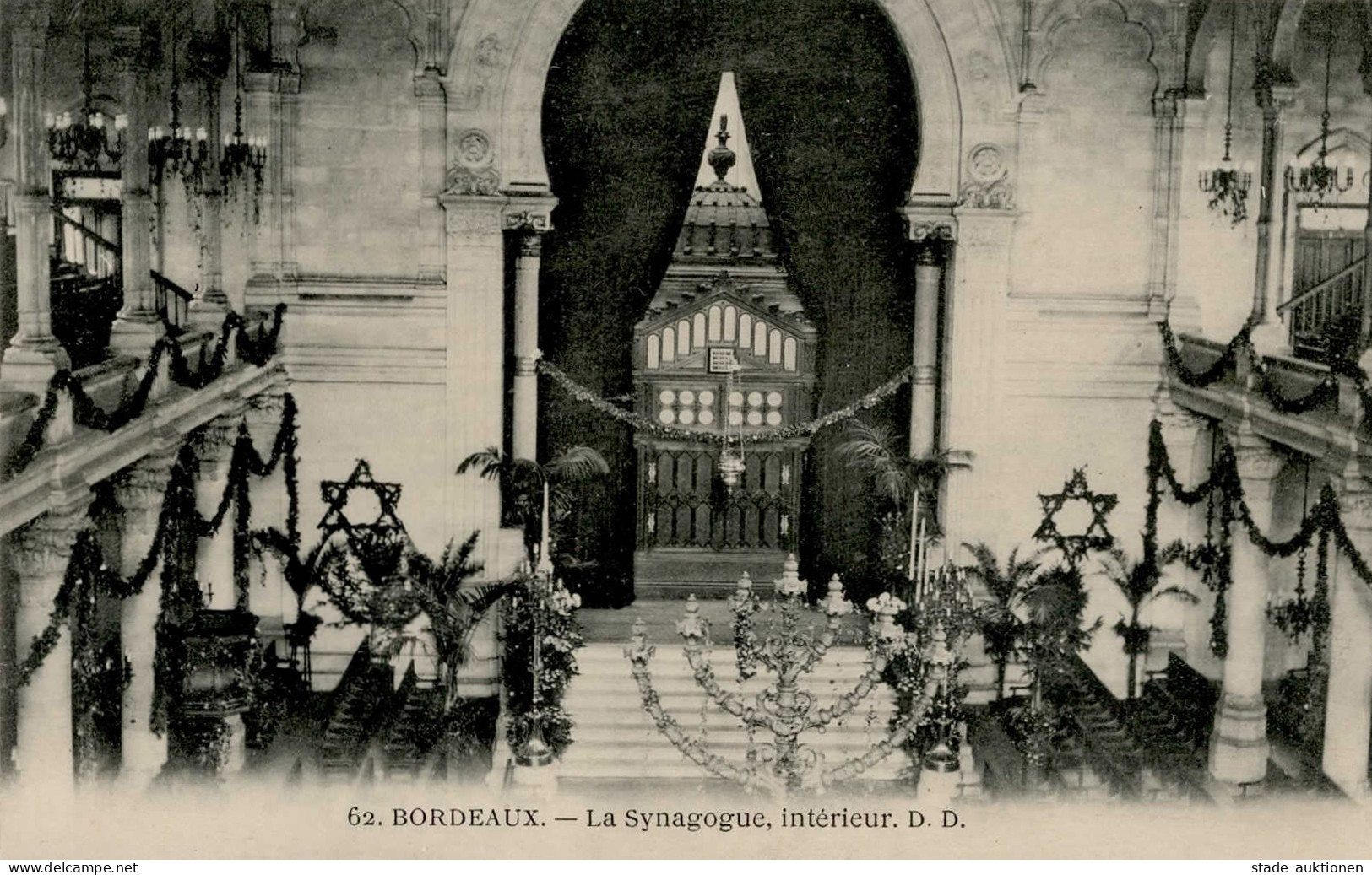 Synagoge Bordeaux Frankreich Innenansicht I-II Synagogue - War 1939-45