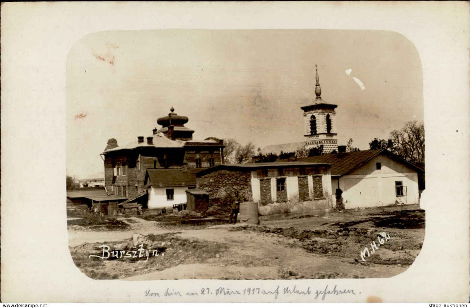 Synagoge BURSZTYN - Links Auf Foto-Ak Hdschrftl. I-II Synagogue - Weltkrieg 1939-45