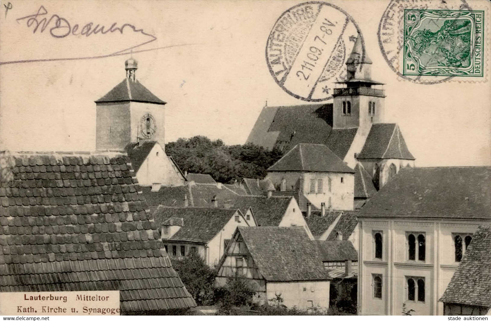 Synagoge Lauterburg 1909 I-II (Ecke Abgestossen) Synagogue - Weltkrieg 1939-45