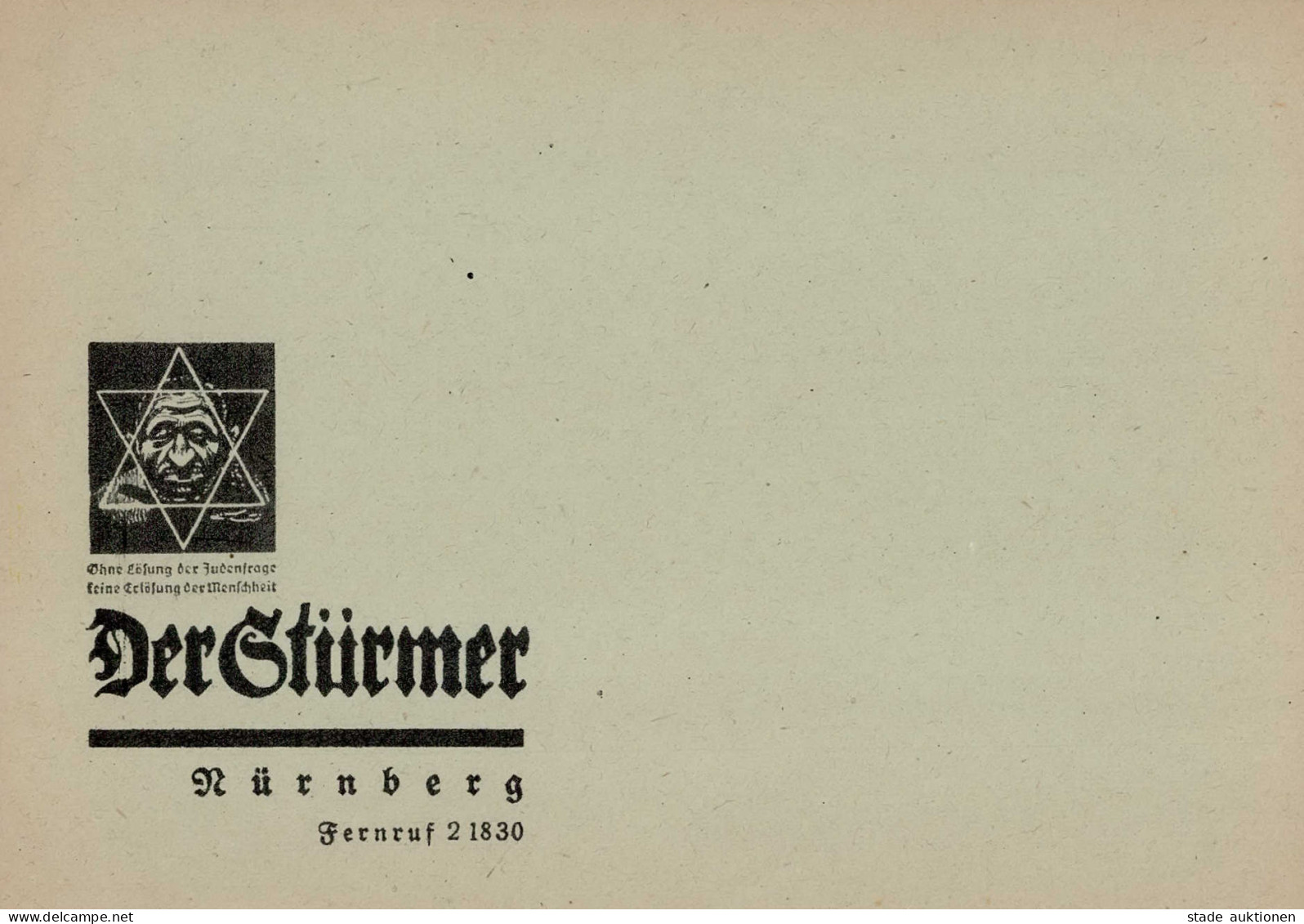 Judaika Umschlag Der Stürmer (Julius Streicher Nürnberg) Blanco I Judaisme - Jewish