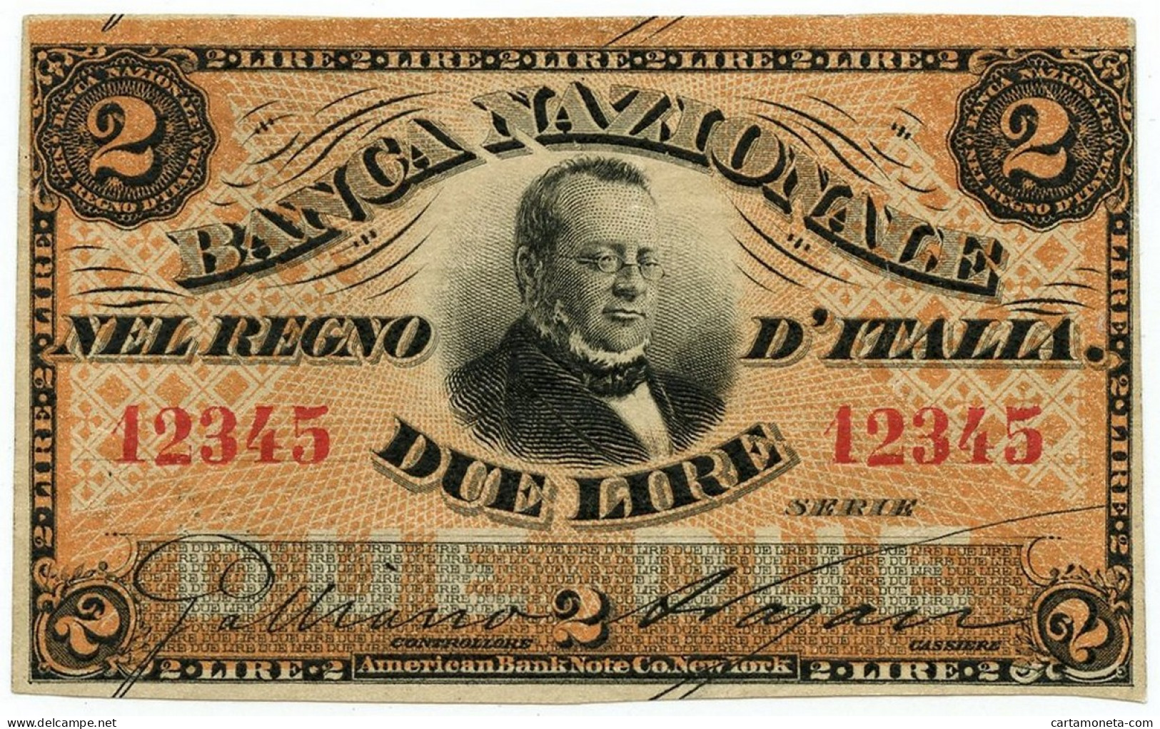 2 LIRE PROOF FRONTE BANCA NAZIONALE NEL REGNO D'ITALIA CAVOUR 25/07/1866 SPL - Altri & Non Classificati