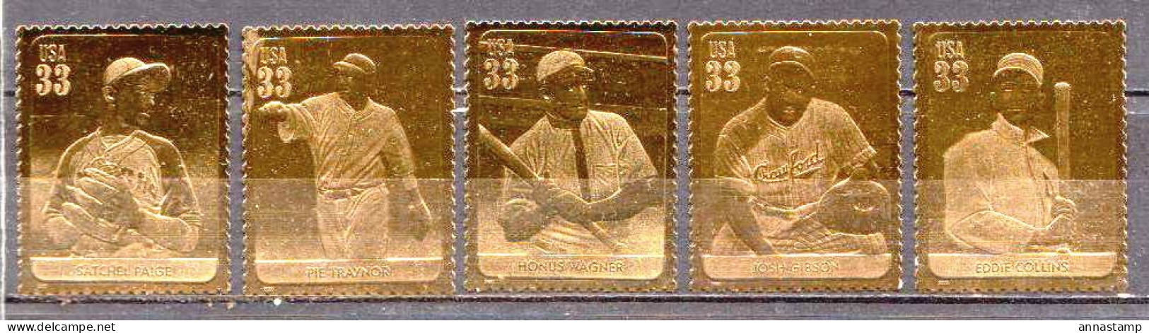 USA MNH Gold Foil Stamps - Baseball