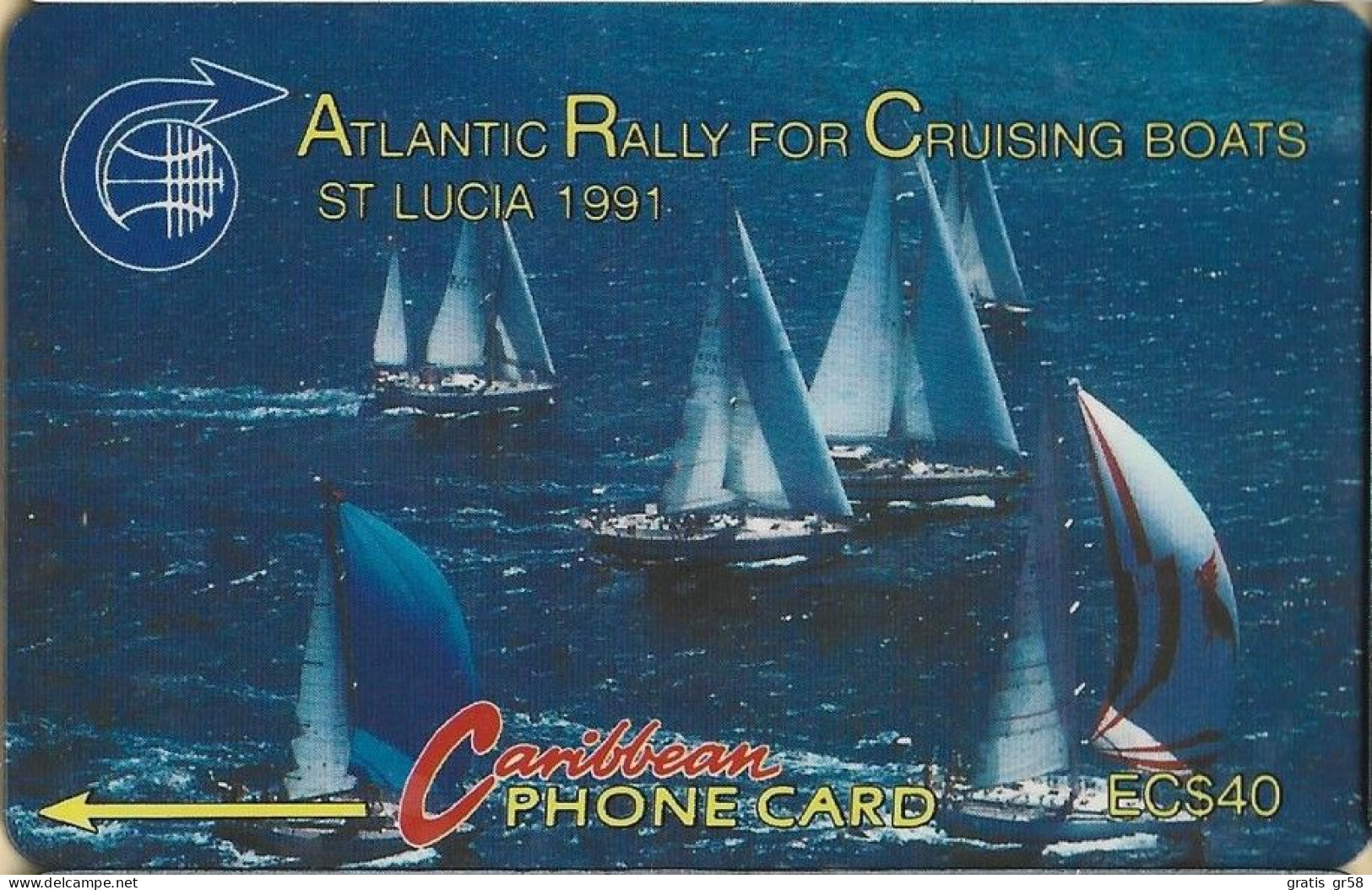 Saint Lucia - GPT, STL-4A, 4CSLA, Atlantic Rally For Cruising Boats 1991, Sailing Ships, 40 EC$, 1.879ex, 1991, Used - St. Lucia