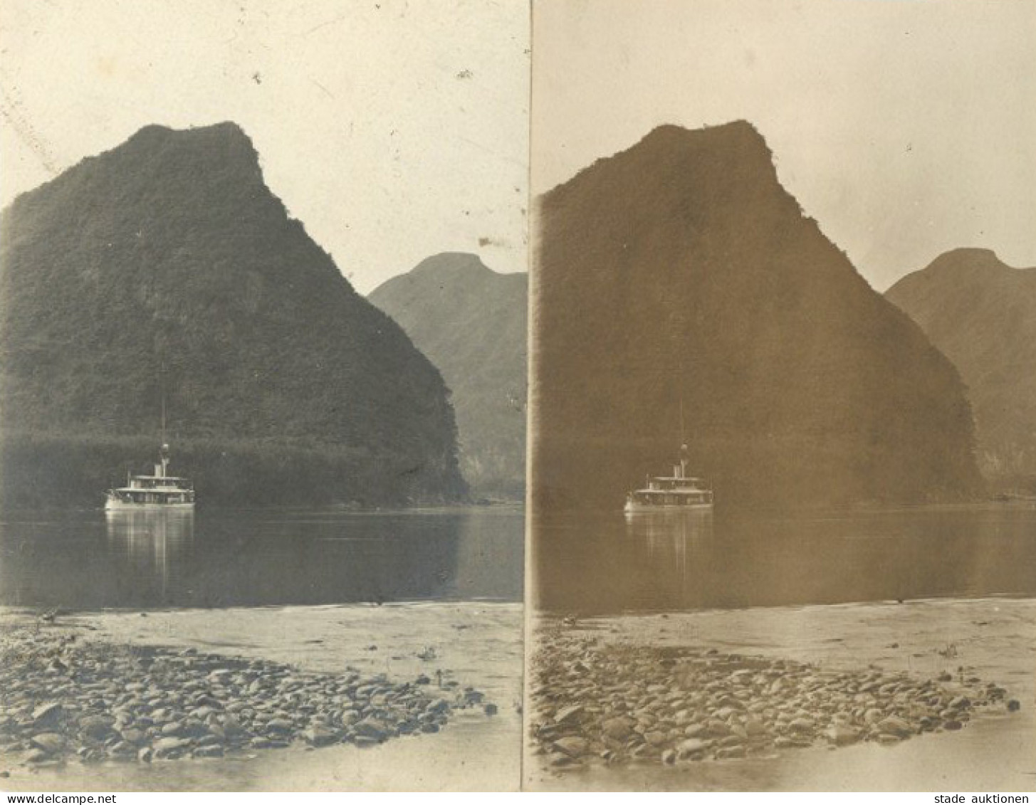 China Flußkanonenbott SMS Tsingtau Auf Fluß Oberhalb Kanton Lot Mit Foto Und Foto-AK I-II - War 1914-18