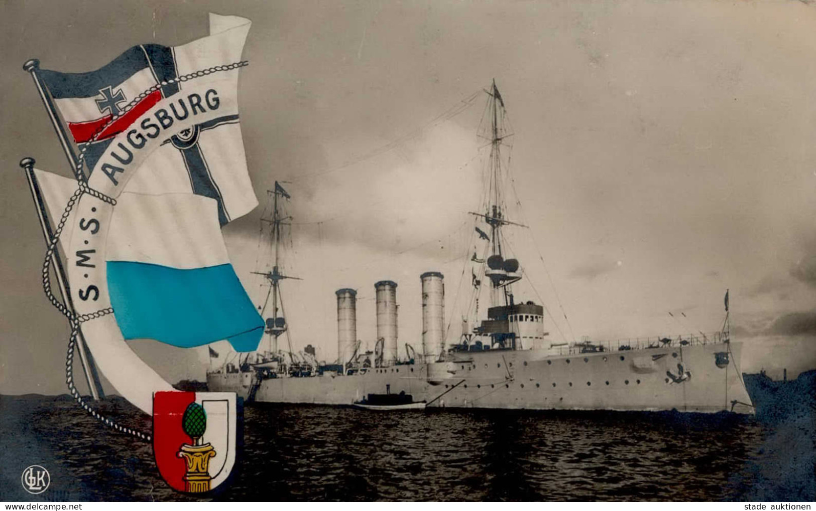 Schiff Kreuzer WK I S.M.S. Augsburg I-II Bateaux Bateaux - War 1914-18