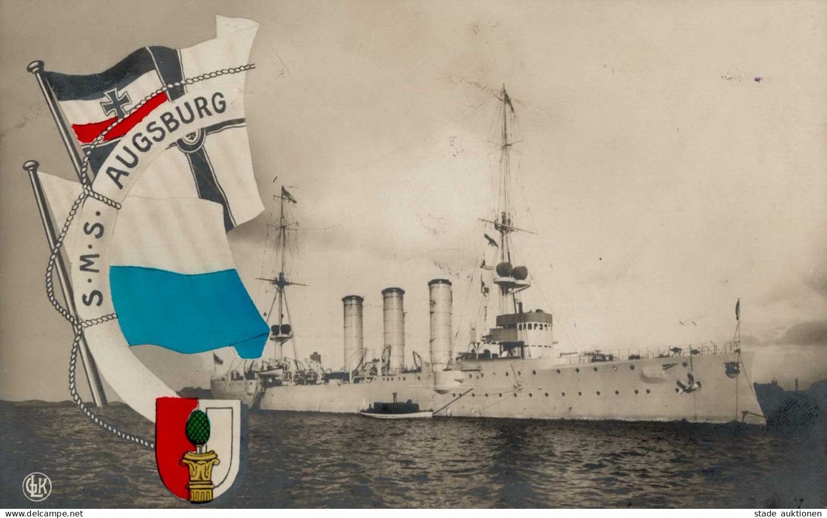 Schiff Kreuzer WK I S.M.S. Augsburg I-II Bateaux Bateaux - Weltkrieg 1914-18