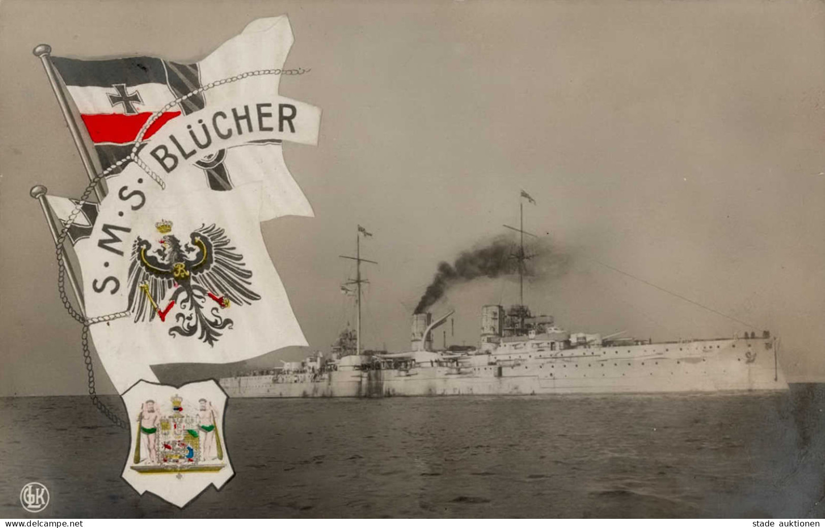 Schiff Kreuzer WK I S.M.S. Blücher 1912 I-II (kl. Eckbug) Bateaux Bateaux - War 1914-18