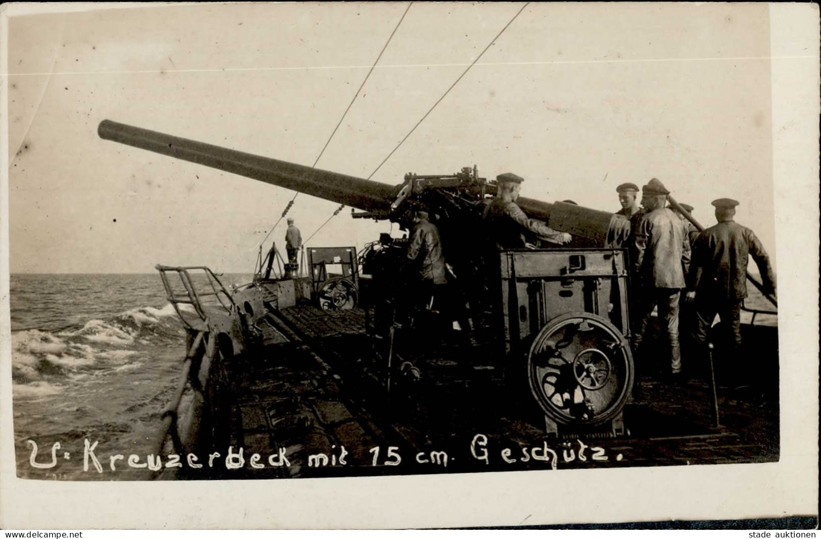 U-Boot WK I U-Kreuzerdeck Mit 15cm-Geschütz Foto-AK - Guerre 1914-18