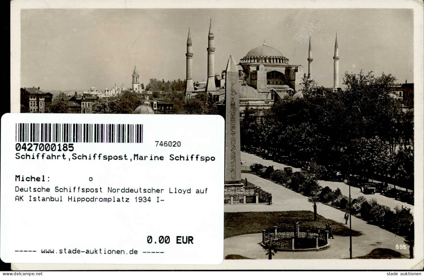 Deutsche Schiffspost Norddeutscher Lloyd Auf AK Istanbul Hippodromplatz 1934 I- - War 1914-18