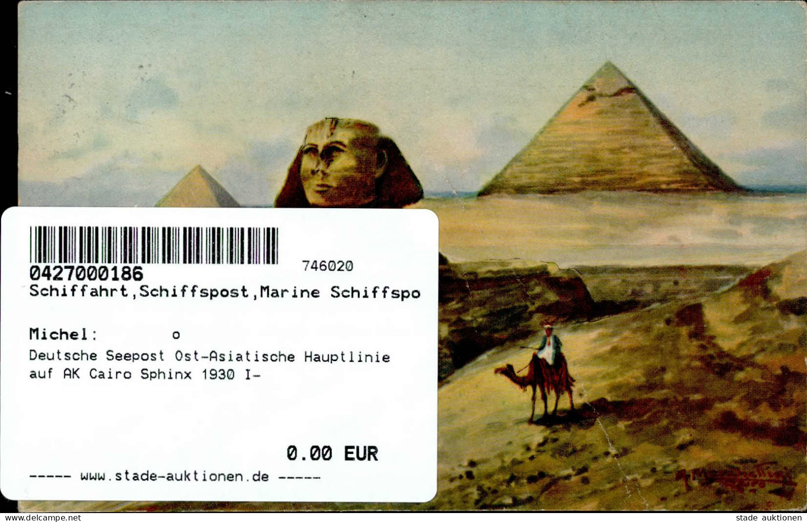 Deutsche Seepost Ost-Asiatische Hauptlinie Auf AK Cairo Sphinx 1930 I- - Oorlog 1914-18