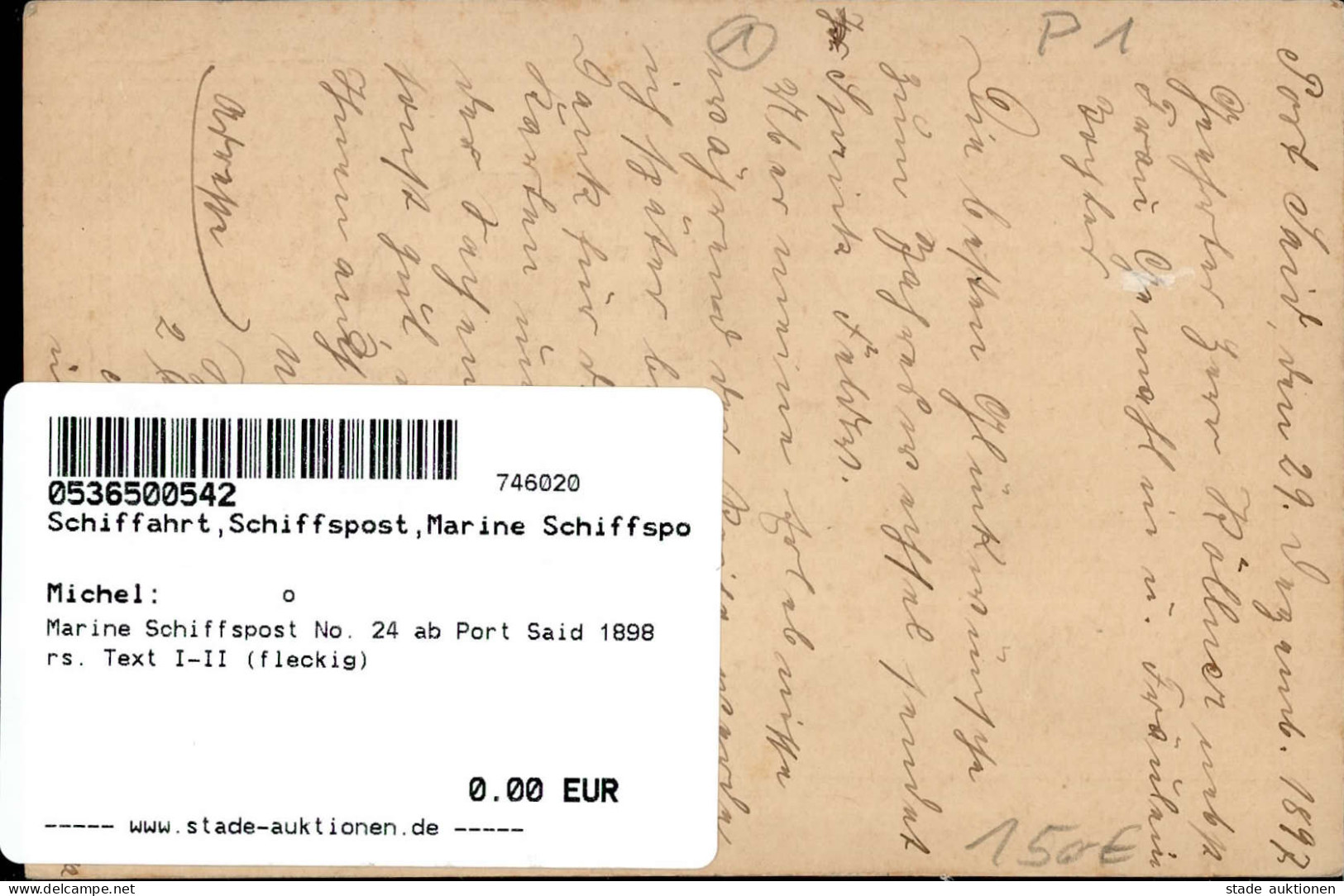 Marine Schiffspost No. 24 Ab Port Said 1898 Rs. Text I-II (fleckig) - Guerre 1914-18