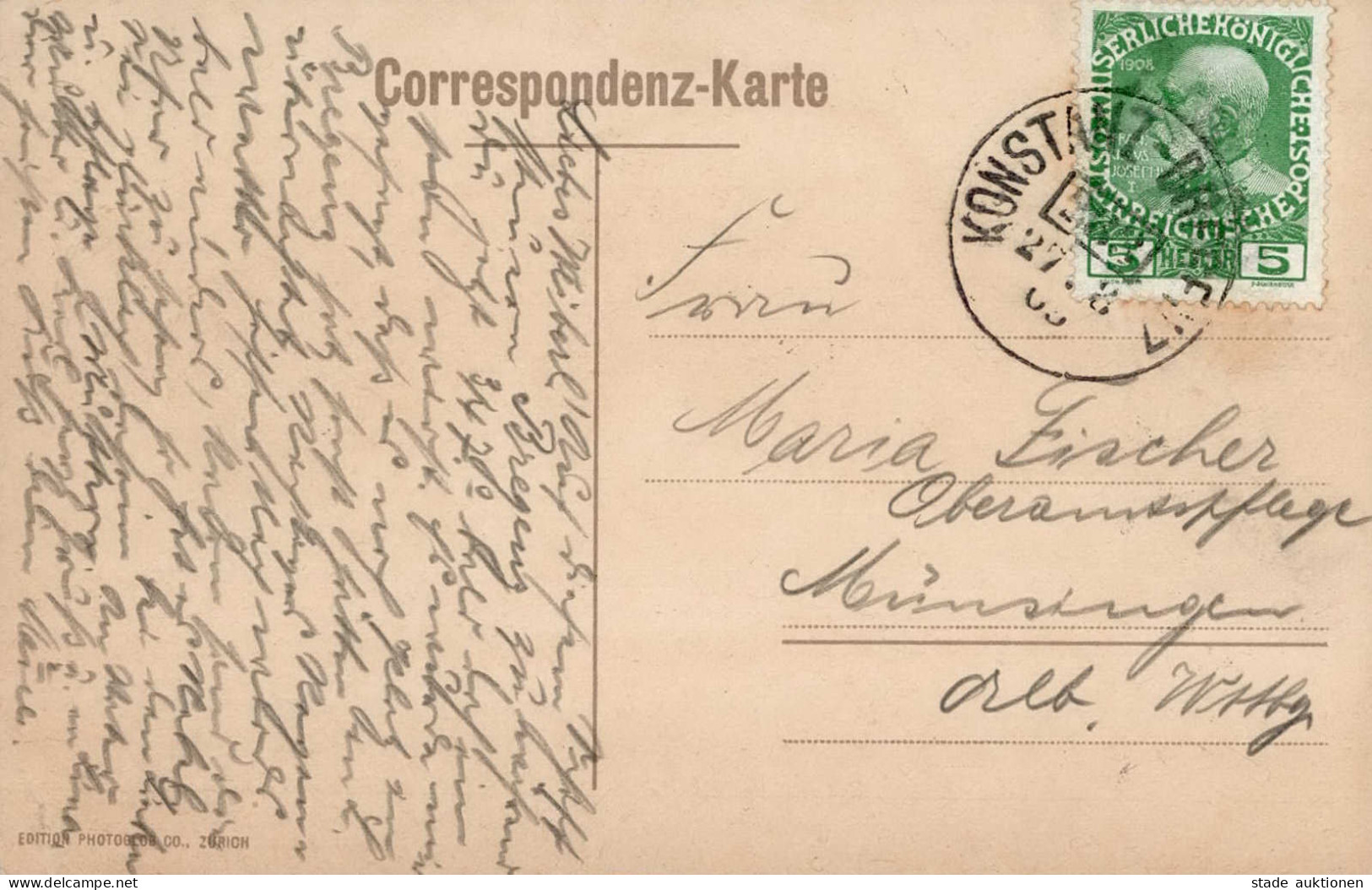 BODENSEESCHIFFSPOST - Schiffs-o KONSTANZ-BREGENZ 283(233) 27.8.05 Auf Bregenz-Ak Mit Dampfer Habsburg I - Weltkrieg 1914-18