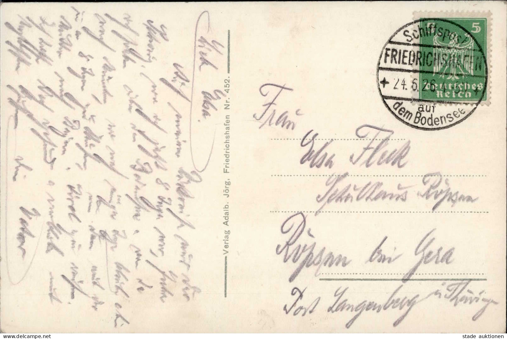 SCHIFFSPOST Auf Dem Bodensee FRIEDRICHSHAFEN 24.6.26 - Auf Dem Bodensee I - Weltkrieg 1914-18