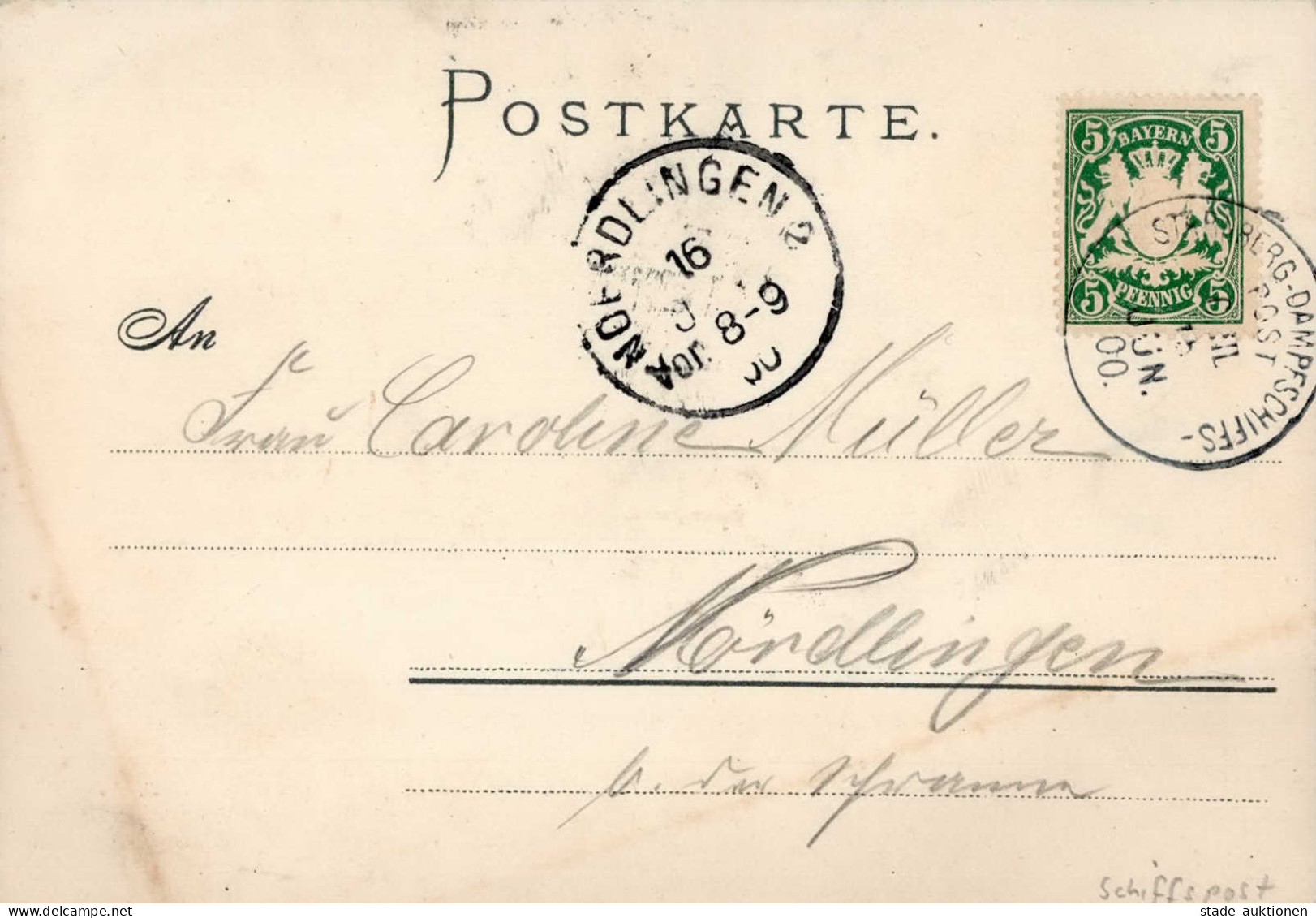 STARNBERG DAMPFSCHIFFS-POST C III 15.6.1900 - Auf Starnberger-See-Ak I - Weltkrieg 1914-18