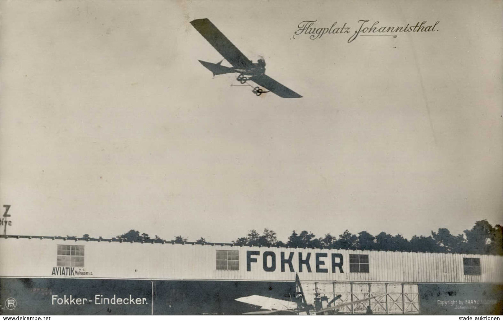 Flugzeug Johannisthal Flugplatz Fokker-Eindecker I-II Aviation - Weltkrieg 1914-18