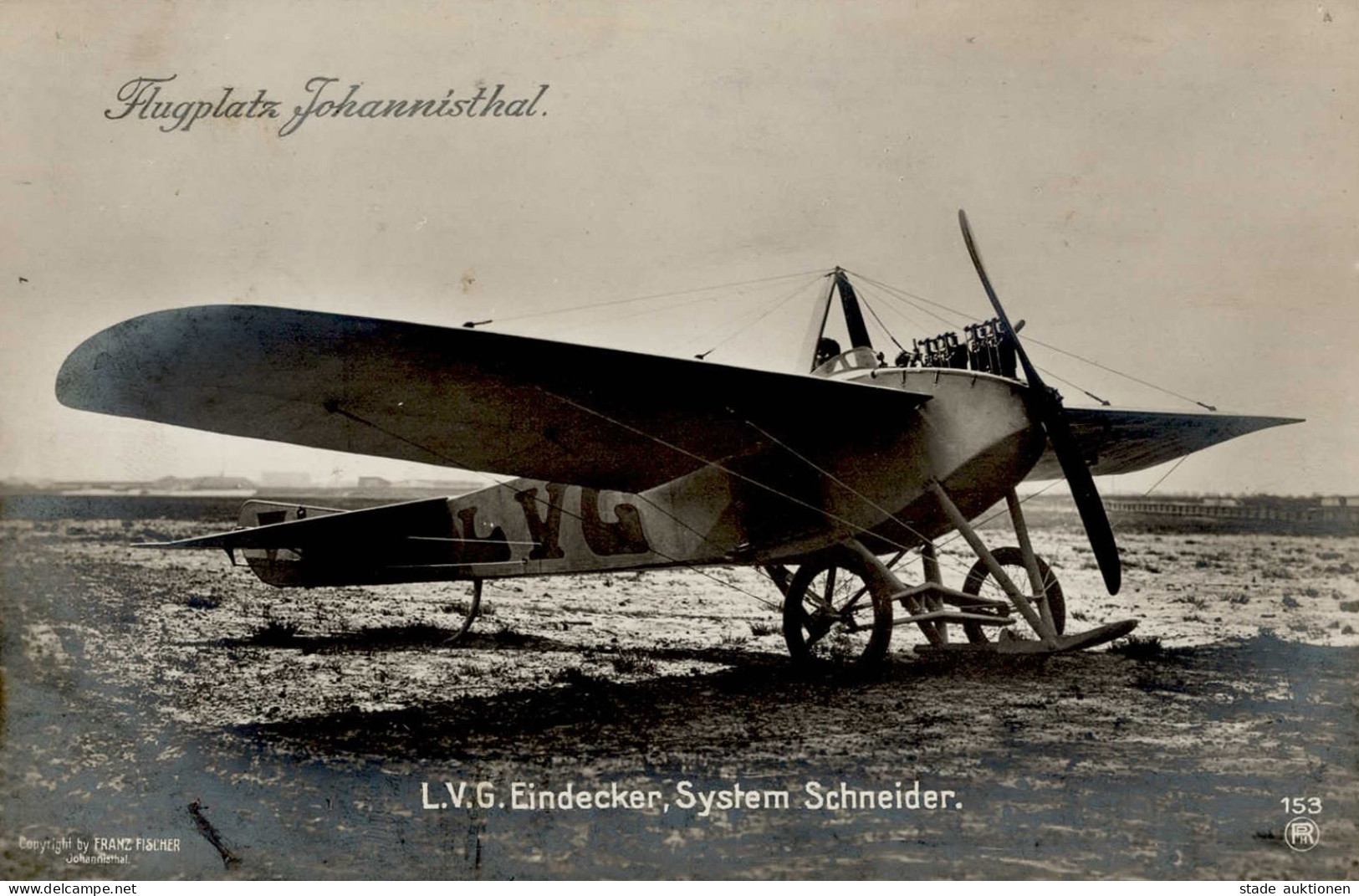Flugzeug L.V.G. Eindecker System Schneider Foto-AK I-II Aviation - War 1914-18