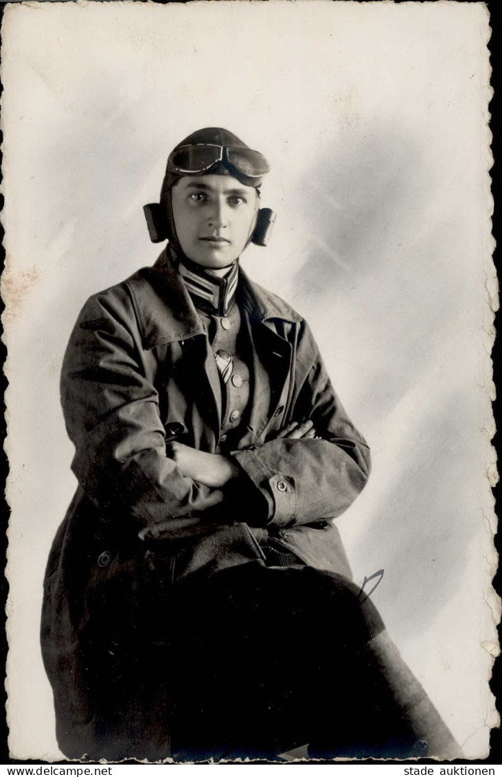 Deutscher Pilot Mit Fliegerhaube Und Unterschrift Paul Foto-AK 1917 I-II - War 1914-18