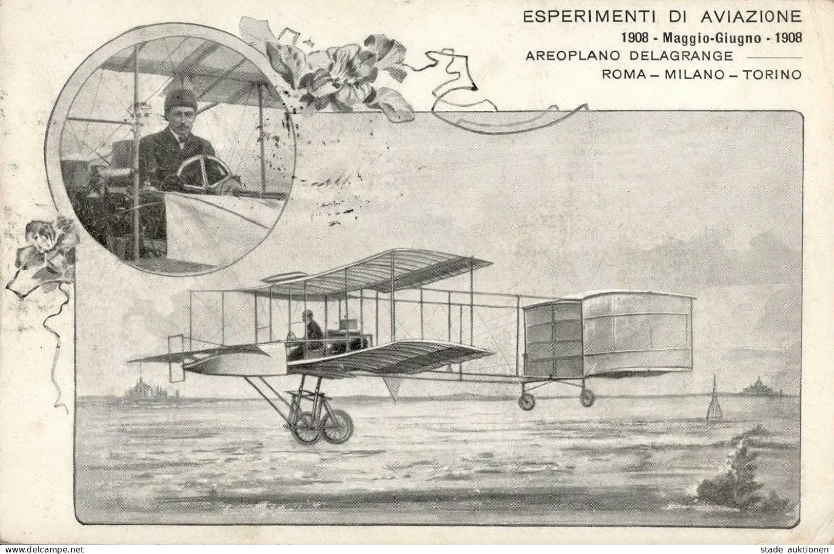 Flugereignis Rom Italien Esperimenti Di Aviazione 1908 II (kl. Eckbug, Fleckig) Aviation - Weltkrieg 1914-18