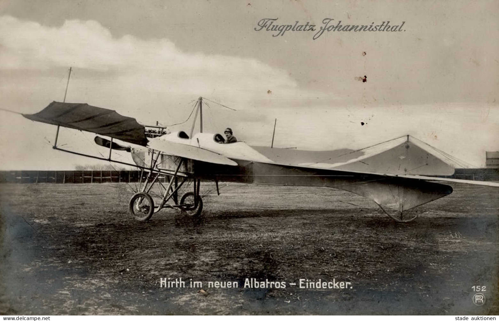 Flugwesen Pioniere Johannisthal Hirth Im Neuem Albatros-Eindecker Foto-AK I-II Aviation - War 1914-18